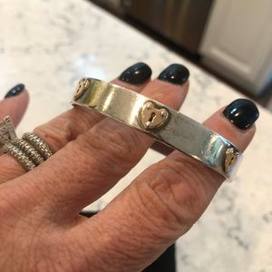 Tiffany’s Sterling Silver Bangle with Gold Hearts